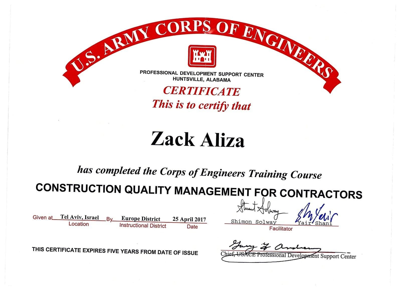 Construction Quality Management for Contractors — U.S. Army Corps of Engineers